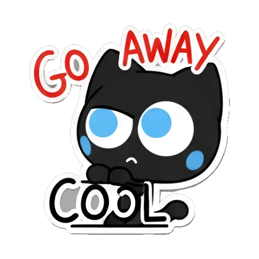 cat looking annoyed saying go away Playful Black Cat Expressions sticker for expressive chats and social replies.