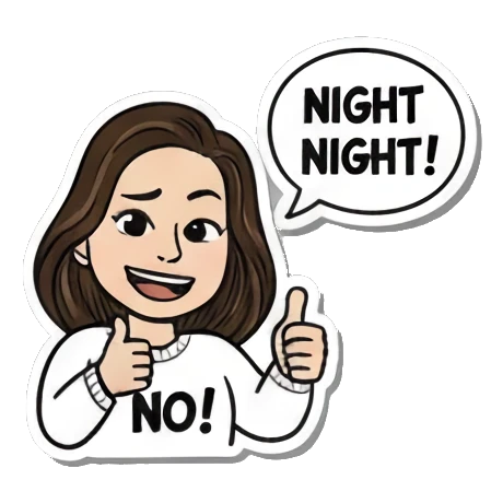 晚安女孩比赞 Cartoon Girl Expressions sticker for expressive chats and social replies.