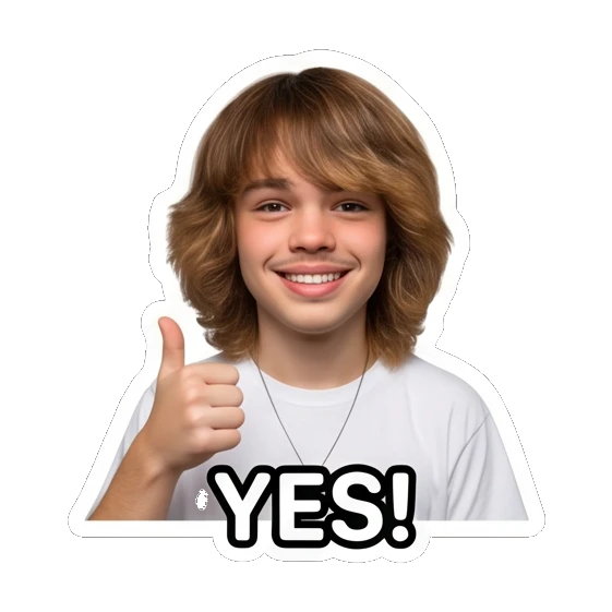 Teen boy giving a thumbs up, text YES! Teen Boy Daily Vibes sticker for expressive chats and social replies.