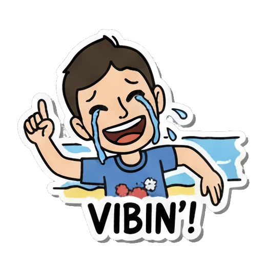 crying on the beach Summer Boy Adventures sticker for expressive chats and social replies.