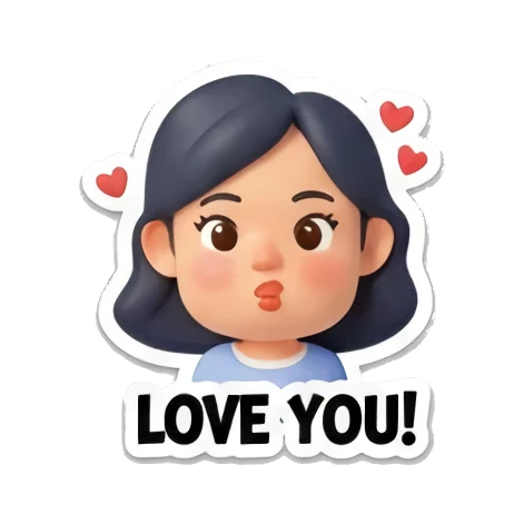 示爱的少女说LOVE YOU Cheerful Girl Daily Life sticker for expressive chats and social replies.