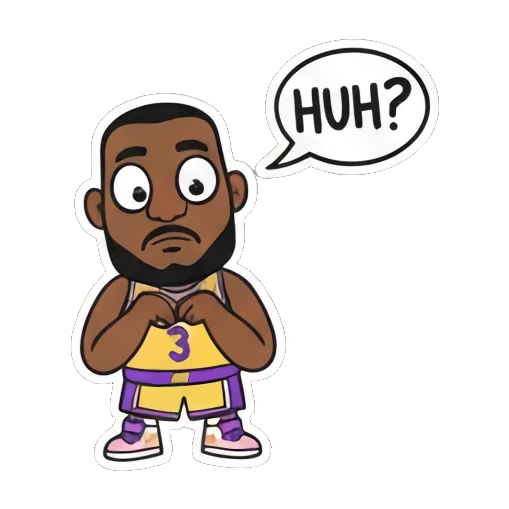 疑惑不解的卡通人物 LeBron's Cartoon Expressions sticker for expressive chats and social replies.