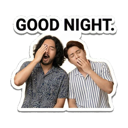 两人打哈欠困倦 Dynamic Duo Daily Vibes sticker for expressive chats and social replies.
