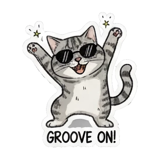 cat wearing sunglasses dancing Dancing Tabby Vibes sticker for expressive chats and social replies.