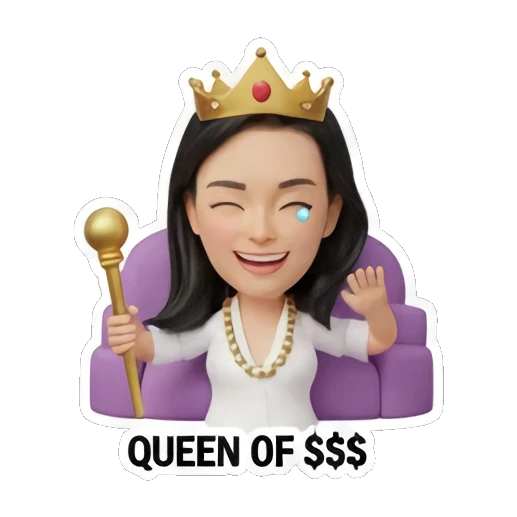 queen sitting on throne Rich Girl Lifestyle sticker for expressive chats and social replies.
