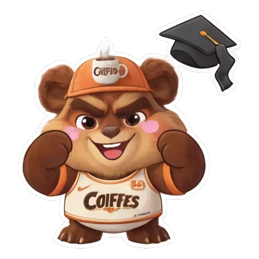 毕业熊戴着学士帽开心庆祝 Coiffes Bear Graduation Stickers sticker for expressive chats and social replies.