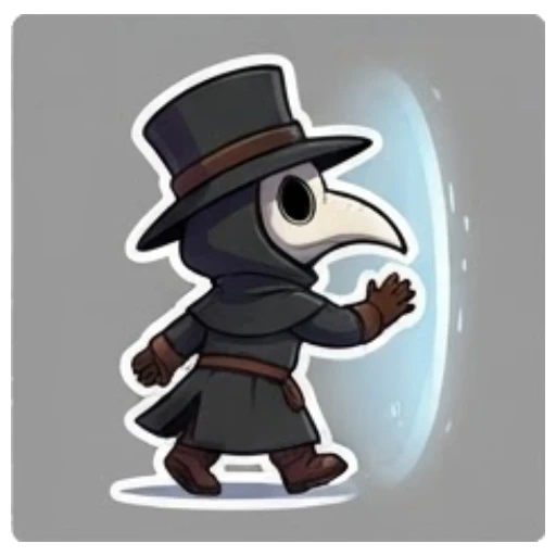 Plague doctor walking through a glowing portal Plague Doctor Adventures sticker for expressive chats and social replies.