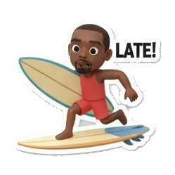 Surfer man meditating in lotus pose with halo, text ZEN Surfing Dude Vibes sticker for expressive chats and social replies.