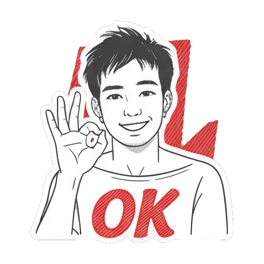 Young man making an OK hand gesture with a smiling face. Daily Moods of a Young Man sticker for expressive chats and social replies.