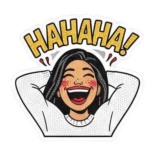 女孩哈哈大笑 Retro Comic Girl Vibes sticker for expressive chats and social replies.