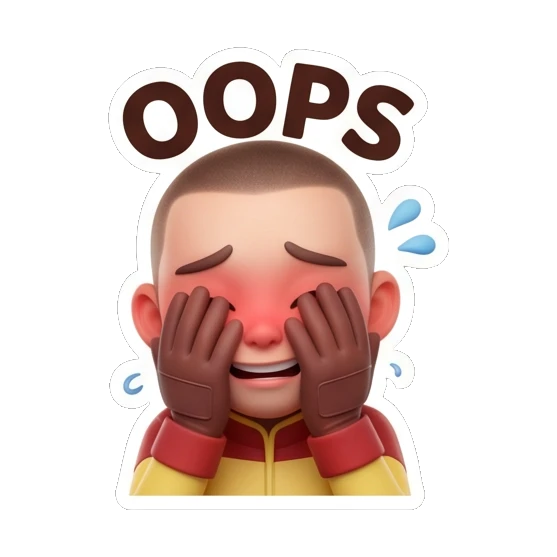 Pilot boy covering face with hands, oops and embarrassed expression. Cool Pilot Adventures sticker for expressive chats and social replies.