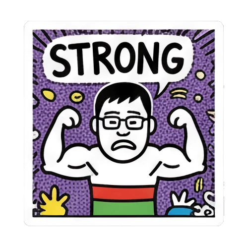 strong boy with STRONG text Keith Haring Style Doodle Boy sticker for expressive chats and social replies.
