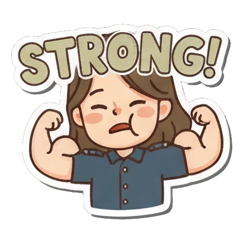 强壮女孩秀肌肉说STRONG! Vibrant Girl's Daily sticker for expressive chats and social replies.