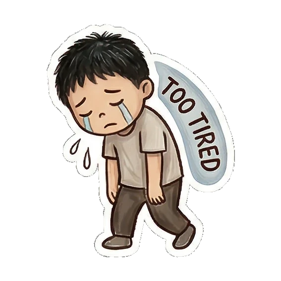 Exhausted tired boy Little Dancer Boy sticker for expressive chats and social replies.