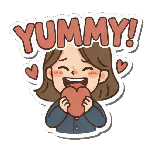 满足女孩抱爱心说YUMMY! Vibrant Girl's Daily sticker for expressive chats and social replies.