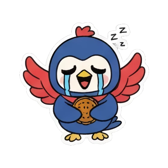 戴墨镜庆祝 Blue Bird Doodle Adventures sticker for expressive chats and social replies.