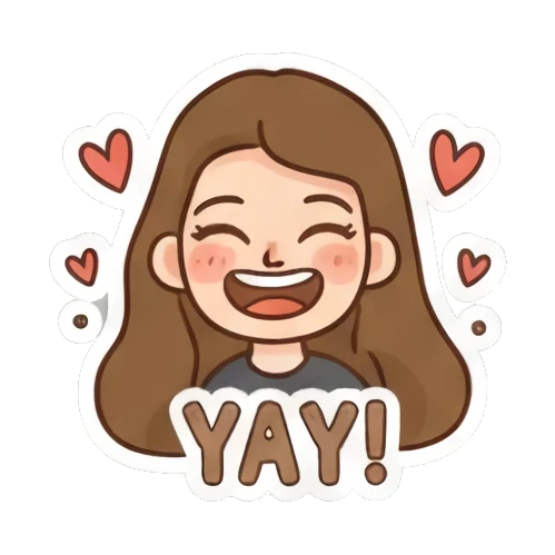 Happy girl yay reaction Girl's Daily Moods sticker for expressive chats and social replies.