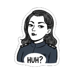 女警疑惑HUH? Quirky Officer Expressions sticker for expressive chats and social replies.