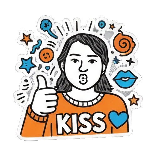 嘟嘴亲吻动作 Pop Art Girl Expressions sticker for expressive chats and social replies.