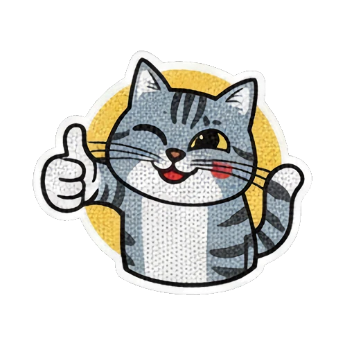 灰猫竖起大拇指 Vintage Comic Cat Expressions sticker for expressive chats and social replies.