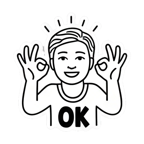 少年比出OK手势 Keith Haring Style Boy sticker for expressive chats and social replies.