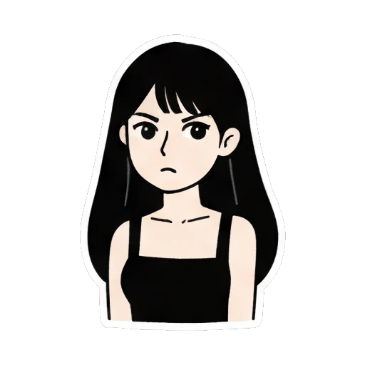 Girl looking serious and annoyed Daily Life of a Cool Girl sticker for expressive chats and social replies.
