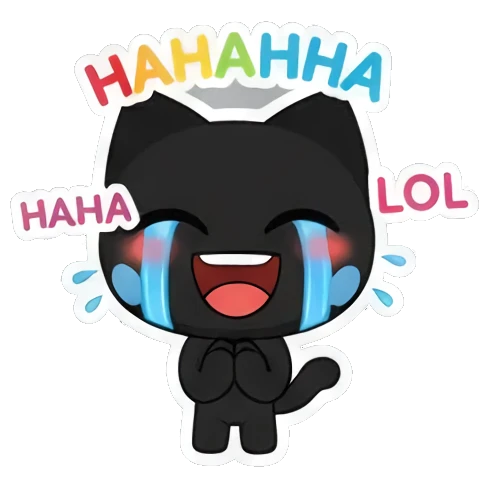 confused with question marks Playful Black Cat Expressions sticker for expressive chats and social replies.