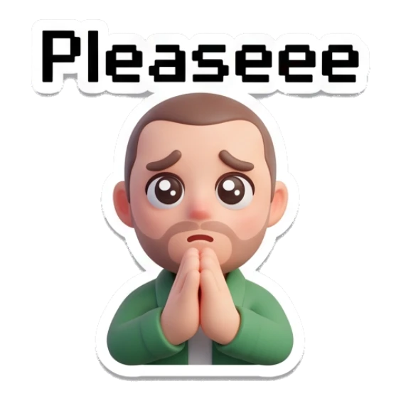 Man pleading with hands together Casual Guy Daily Vibes sticker for expressive chats and social replies.