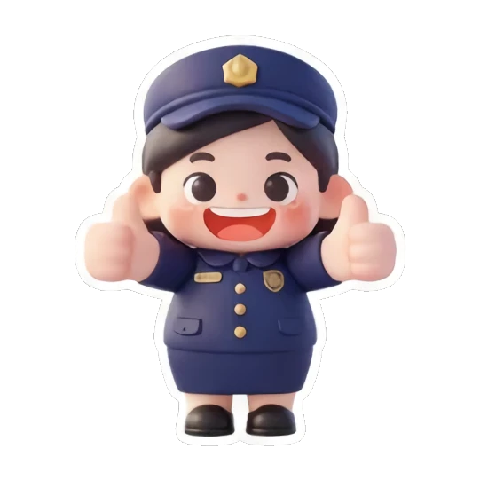 小警官开心微笑 Chibi Officer's Daily Life sticker for expressive chats and social replies.
