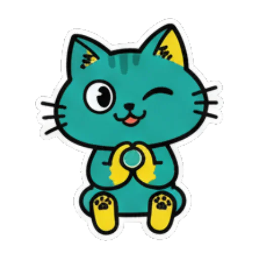 眨眼害羞的猫咪 Cute Teal Cat Stickers sticker for expressive chats and social replies.