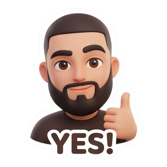 Man with beard giving thumbs up, text YES! Modern Couple Daily Vibes sticker for expressive chats and social replies.