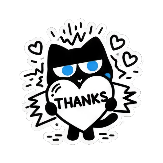 黑猫手持爱心 Keith Haring Style Black Cat sticker for expressive chats and social replies.