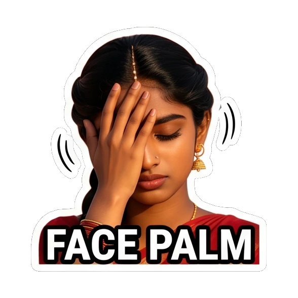 Indian girl face palming in frustration Indian Girl Expressions sticker for expressive chats and social replies.