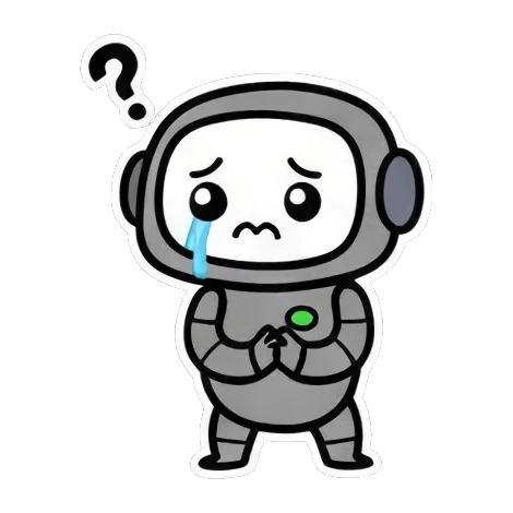 困惑不解问号脸 Chibi Robot Emoticons sticker for expressive chats and social replies.