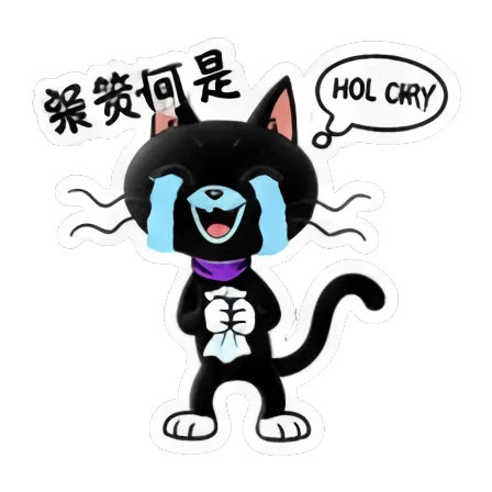 Black cat crying while holding a tissue. Cool Black Cat Daily sticker for expressive chats and social replies.
