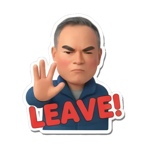 man gesturing to leave Cheerful Middle-Aged Man Daily Life sticker for expressive chats and social replies.