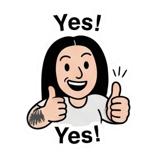 Cheerful girl giving double thumbs up saying Yes! Cool Girl Daily Vibes sticker for expressive chats and social replies.