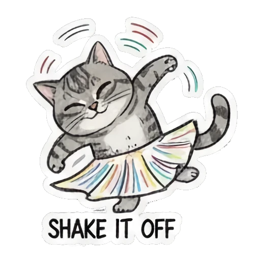 cat wearing a colorful tutu Dancing Tabby Vibes sticker for expressive chats and social replies.