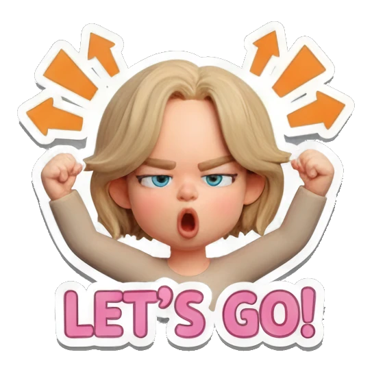 白色轮廓可爱贴纸 Blonde Girl Daily Vibes sticker for expressive chats and social replies.