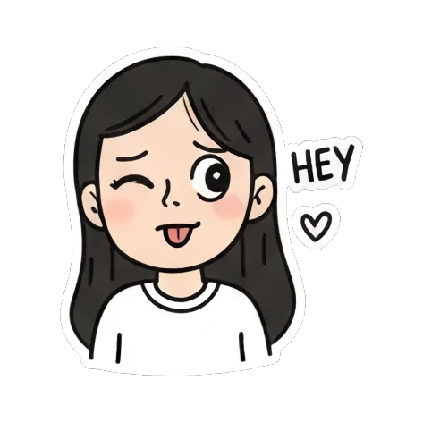 俏皮眨眼吐舌 Daily Doodle Girl sticker for expressive chats and social replies.