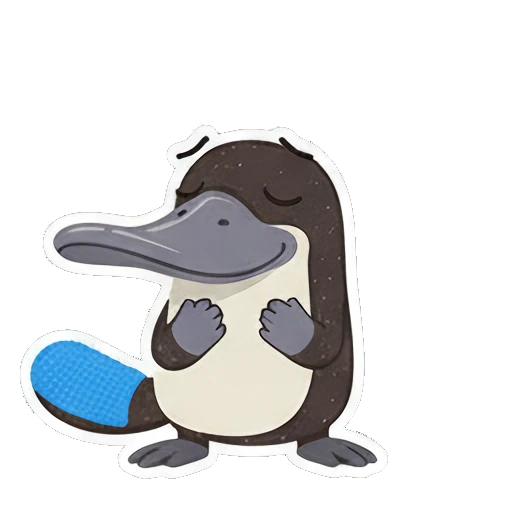 Thinking platypus with IDEA! text Playful Platypus Pals sticker for expressive chats and social replies.