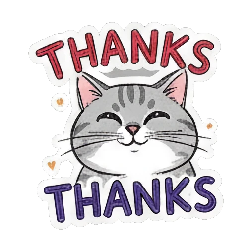 Cat expressing gratitude Playful Gray Tabby Diary sticker for expressive chats and social replies.
