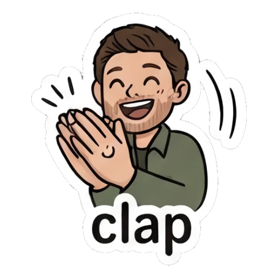Man clapping his hands together with a happy expression Everyday Guy Expressions sticker for expressive chats and social replies.
