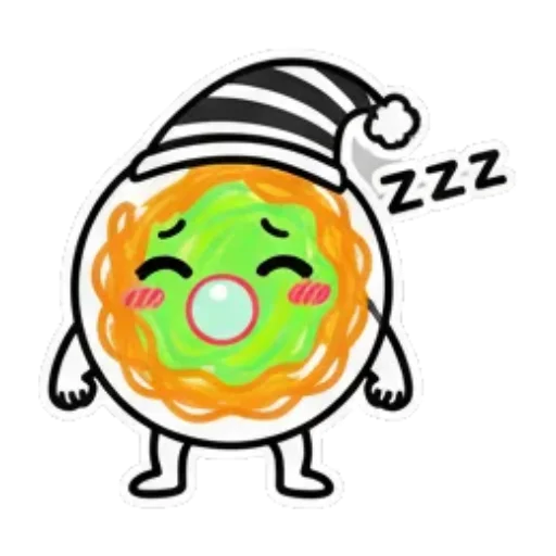 角色戴睡帽打瞌睡。 Cute Foodie Expressions sticker for expressive chats and social replies.