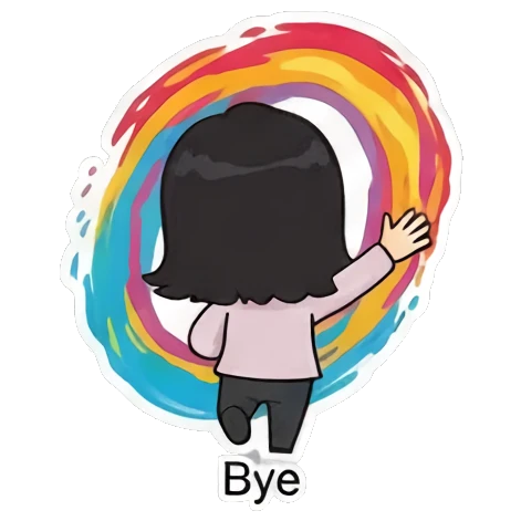 waving goodbye Cheerful Girl Daily Life sticker for expressive chats and social replies.