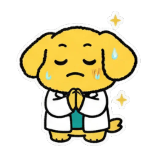 Crying dog feeling sad. Doctor Dog's Daily Life sticker for expressive chats and social replies.