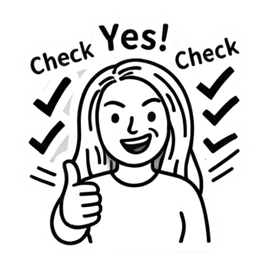 Girl giving thumbs up with check marks, text Yes! Keith Haring Style Girl Expressions sticker for expressive chats and social replies.