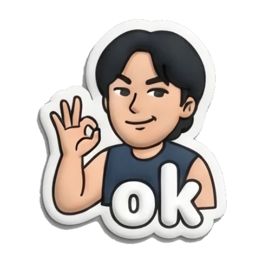 Boy making OK hand gesture with text OK Puffy Boy Daily Vibes sticker for expressive chats and social replies.