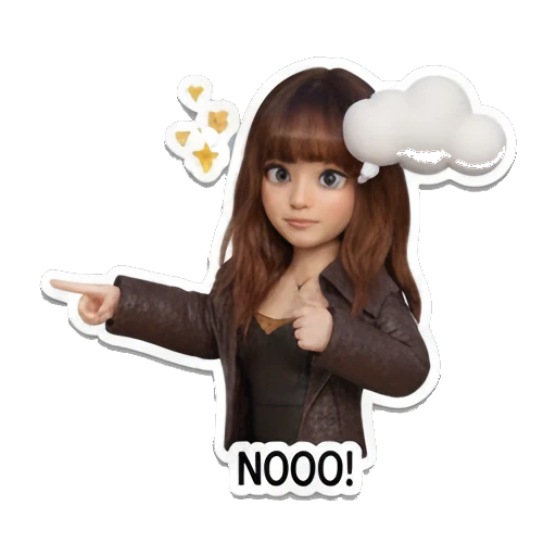 Girl pointing and looking shocked, surprised, text NOOO Summer Vacation Girl sticker for expressive chats and social replies.