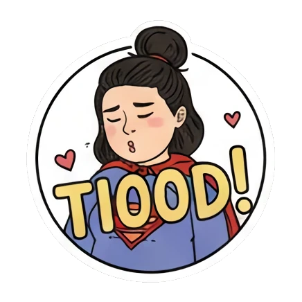 累了TIOOD Expressive Girl Daily sticker for expressive chats and social replies.